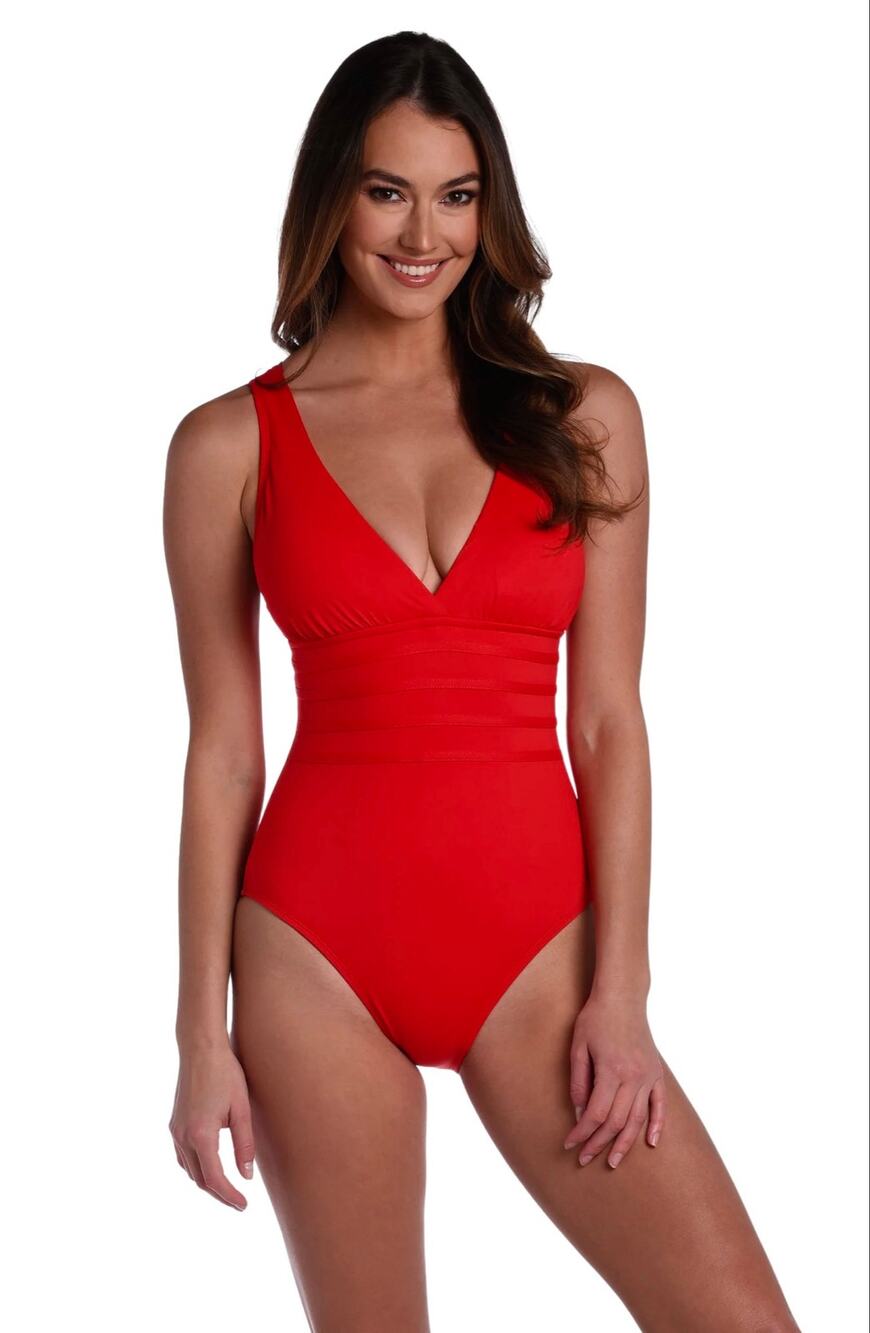 La Blanca Women's Island Goddess Crossback Multi-Strap One-Piece Swimsuit.